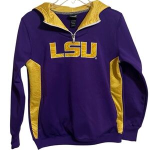 GEN 2 LSU PURPLE & YELLOW 1/4 ZIP YOUTH/WOMENS HOODIE SZ LG 14/16